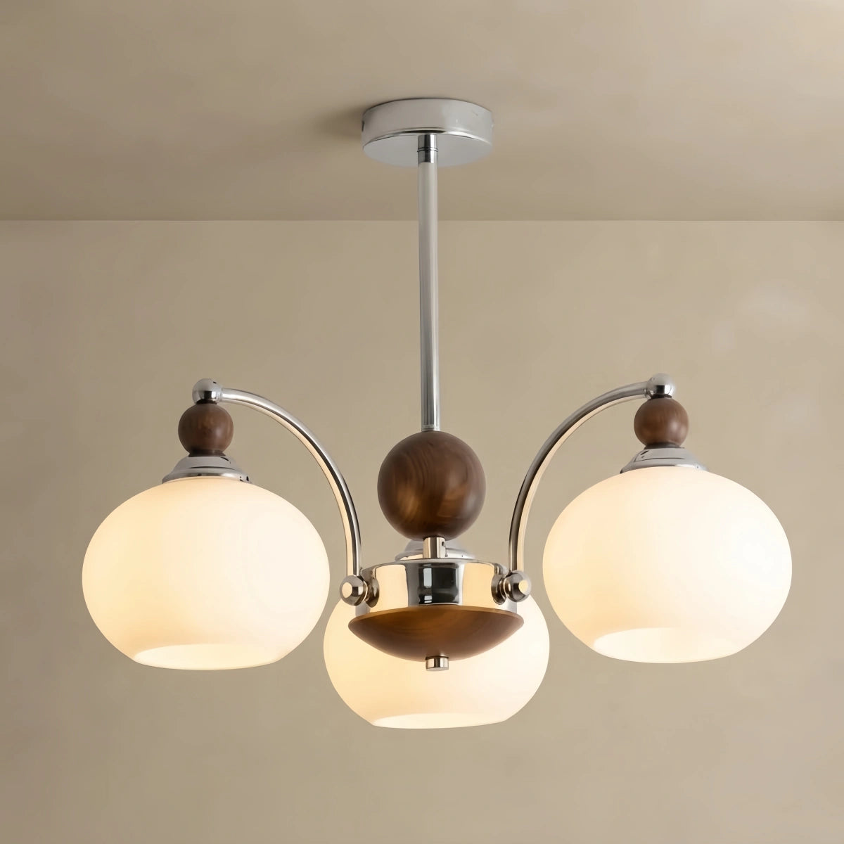 Vetro Contemporary Chandelier -- Glass & Iron & Wood