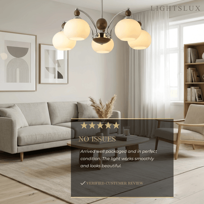 Contemporary Chandelier -- Glass & Iron & Wood for Dining Room