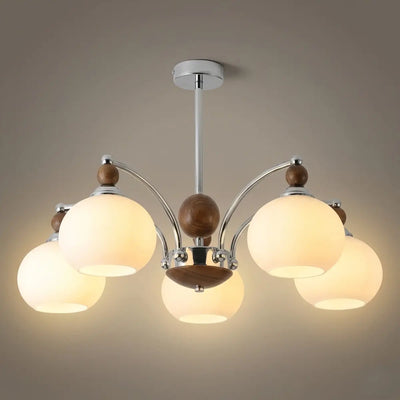 Contemporary Chandelier -- Glass & Iron & Wood for Dining Room
