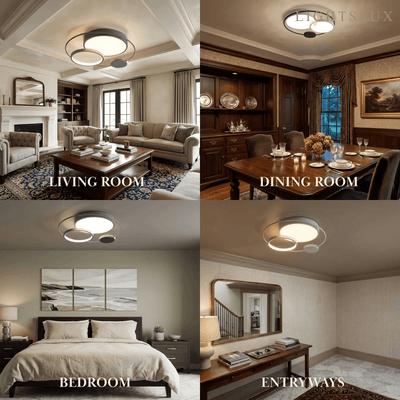 Modern Flush Mount Ceiling Light -- Acrylic Black-White Mix