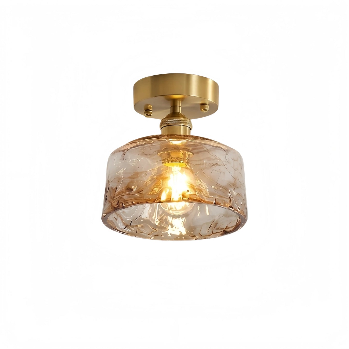 Vintage-Inspired Ceiling Light -- Brass & Amber Glass