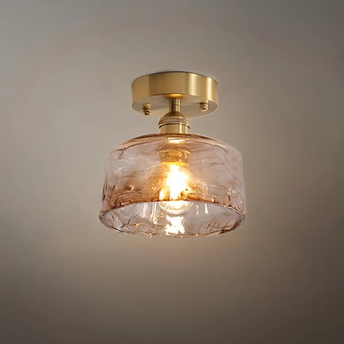 Vintage-Inspired Ceiling Light -- Brass & Amber Glass