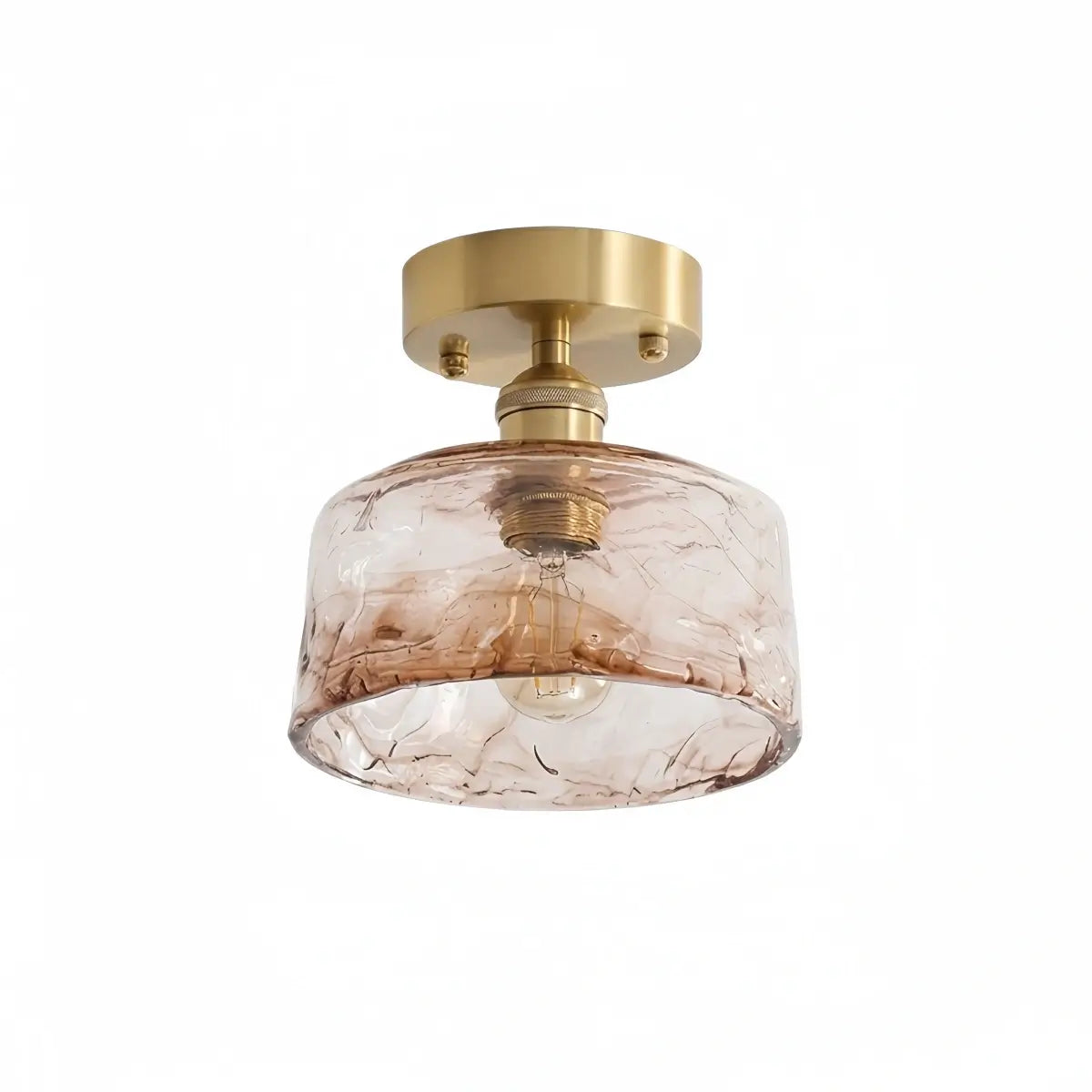 Vintage-Inspired Ceiling Light -- Brass & Amber Glass