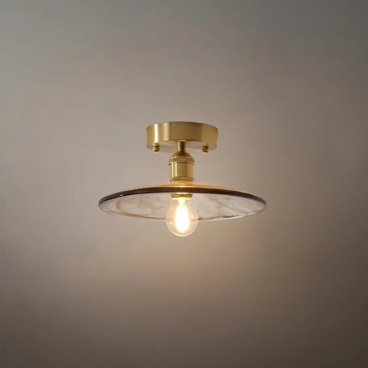 Vintage-Inspired Ceiling Light -- Brass & Amber Glass