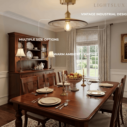 Vintage-Inspired Ceiling Light -- Brass & Amber Glass