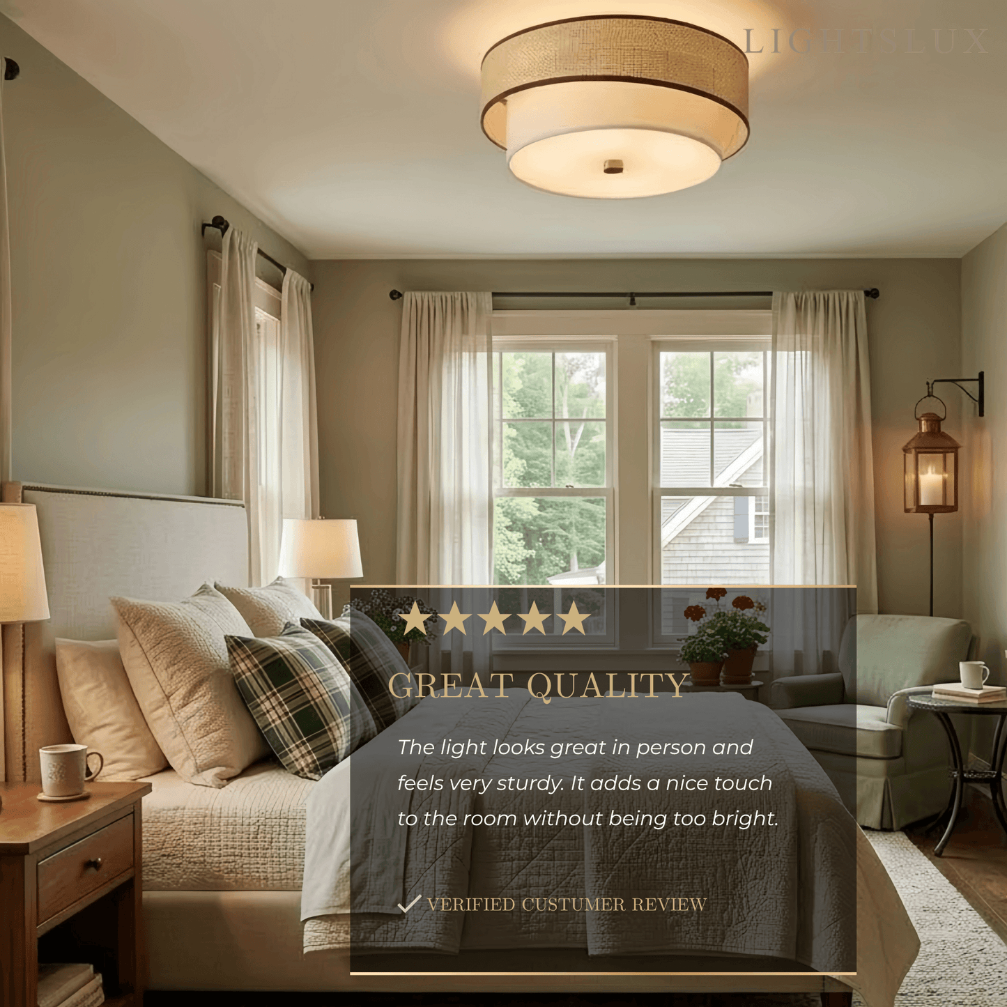 Vivara Natural Rattan & Fabric Ceiling Light 