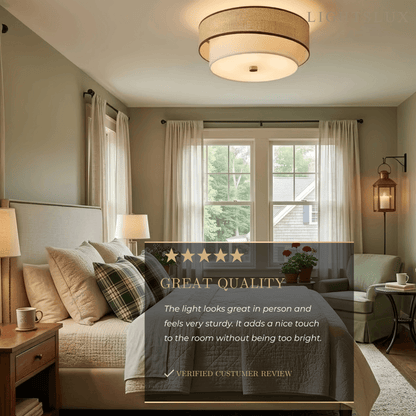 Vivara Natural Rattan & Fabric Ceiling Light 