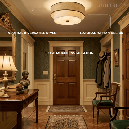  Vivara Natural Rattan & Fabric Ceiling Light 