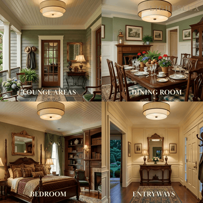 Vivara Natural Rattan & Fabric Ceiling Light 
