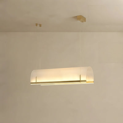 Excelis Minimalist LED Pendant Light — Metal & Acrylic Gold for Dining Room