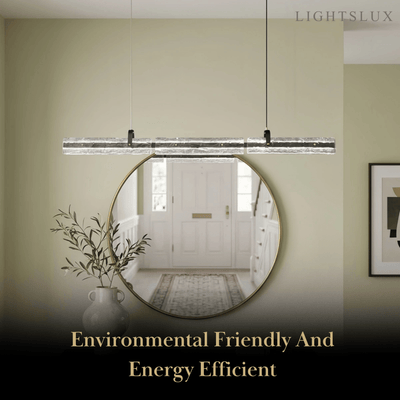 Modern Linear Pendant Light — Metal & Glass for Dining Room Kitchen Island Conference Room Living Room