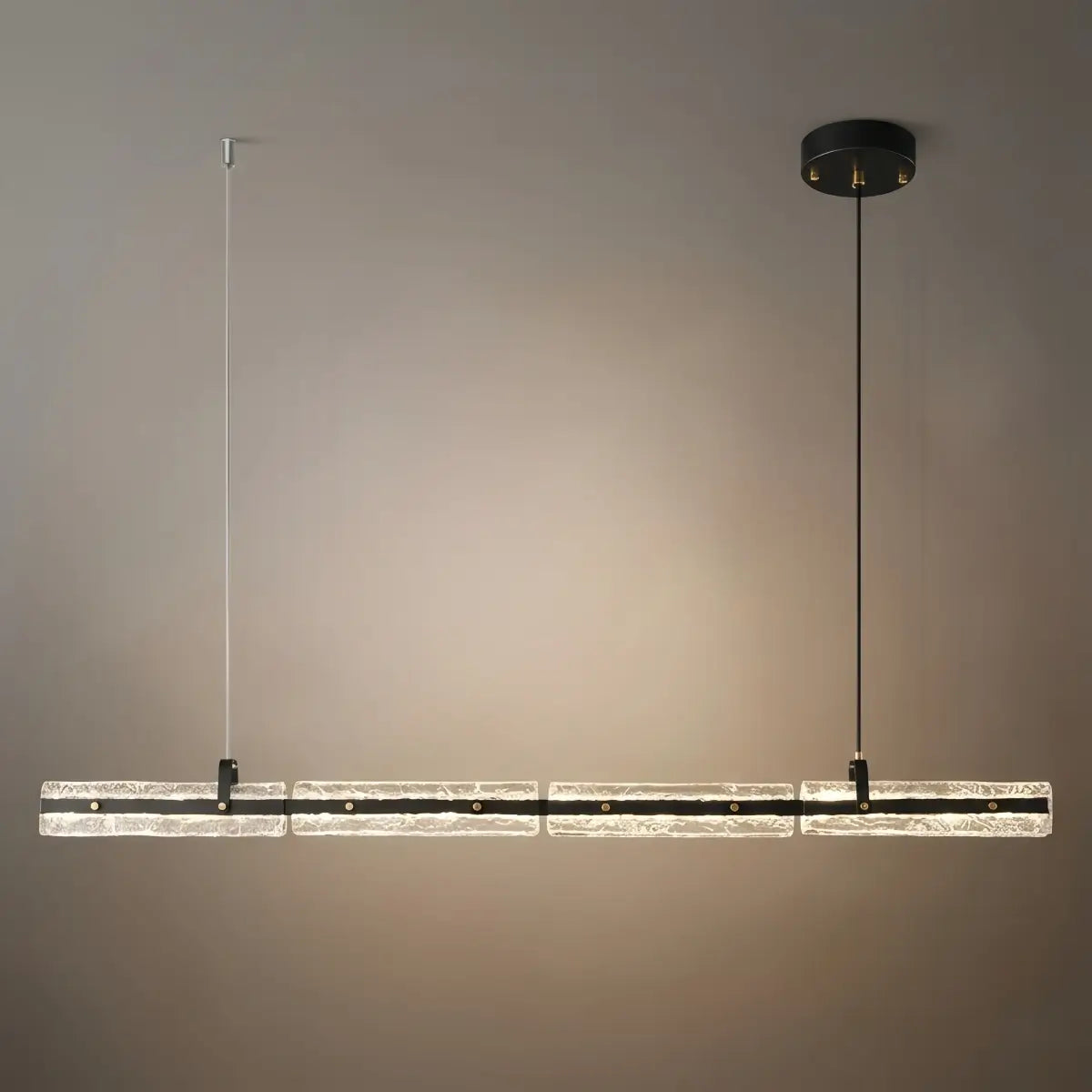 Modern Linear Pendant Light — Metal & Glass for Dining Room Kitchen Island Conference Room Living Room