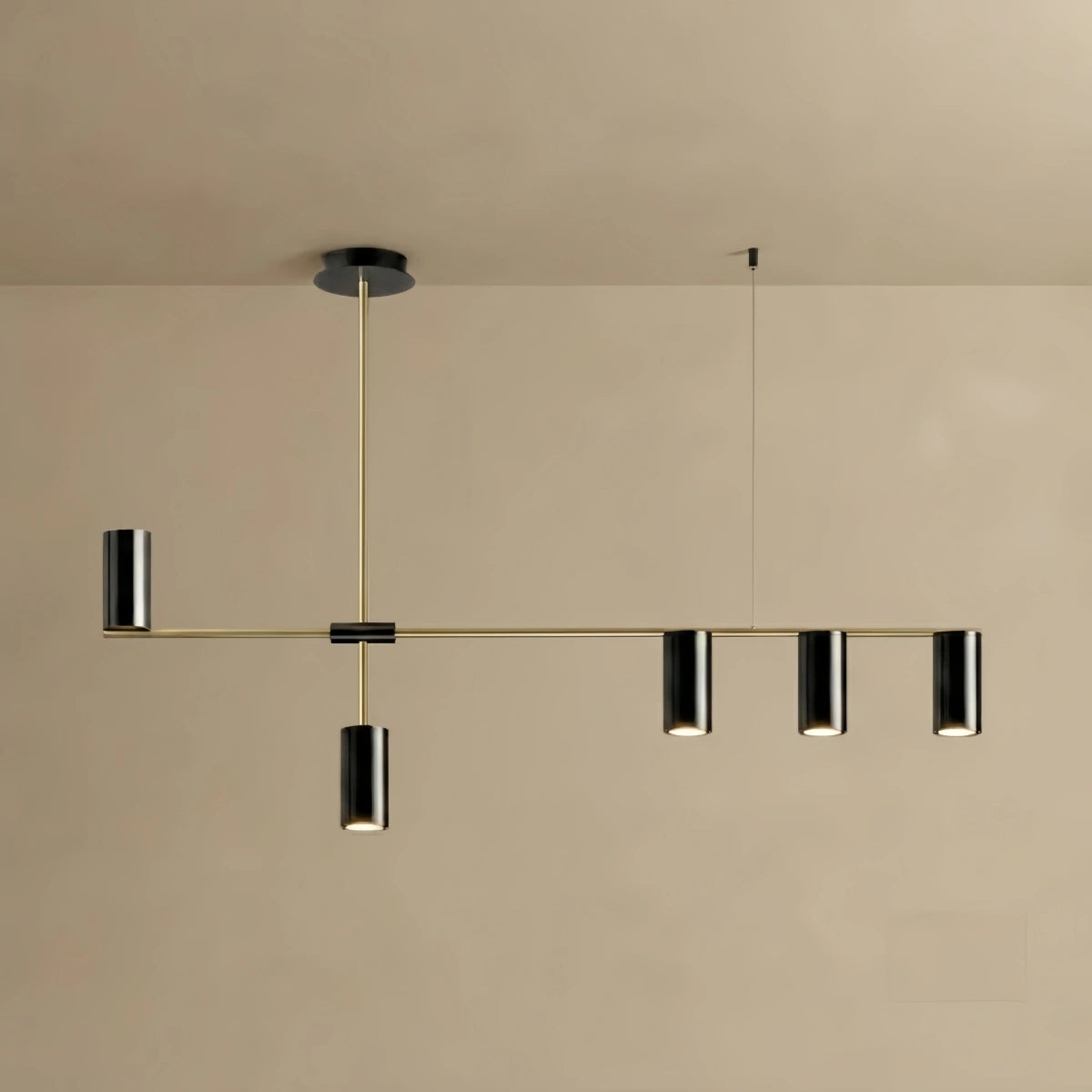 Contemporary Ceiling Light — Metal & Acrylic with Gold or Black for Dining Room