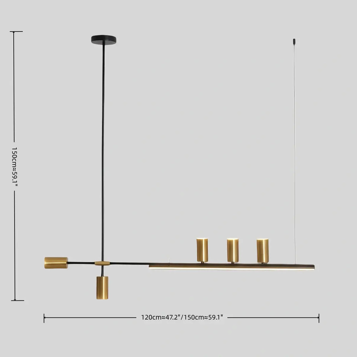 Contemporary Ceiling Light — Metal & Acrylic with Gold or Black
