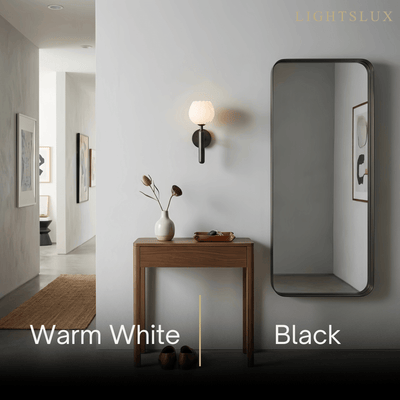 Alba  Modern Wall Lamp -- Brass & Alabaster Flowers