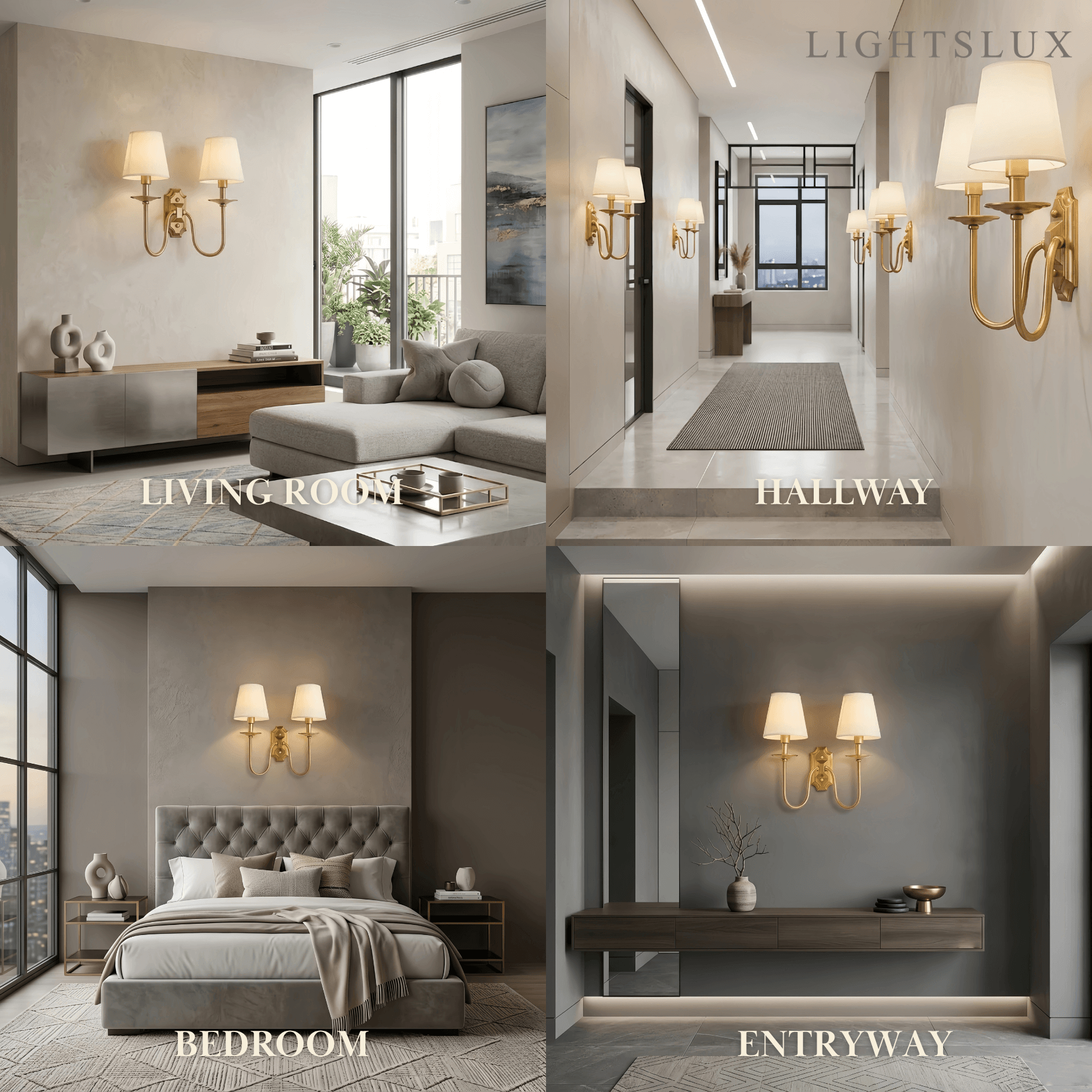 Excelis  Lunara Classic Brass Wall Lamp 