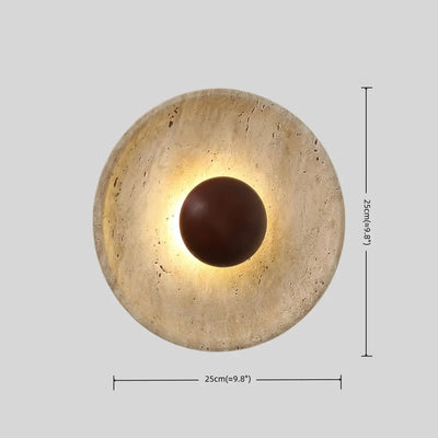 Minimalist Wall Lamp -- Yellow Travertine & Wood