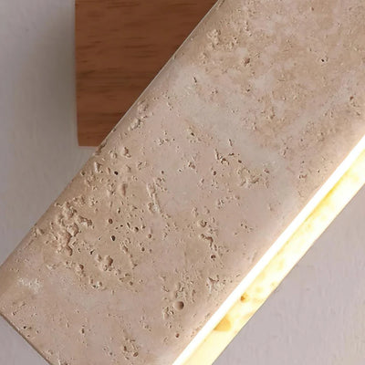 Lámpara de Pared Minimalista Strata - Travertino y Madera con Diseño Rotatorio de 180° para Dormitorio