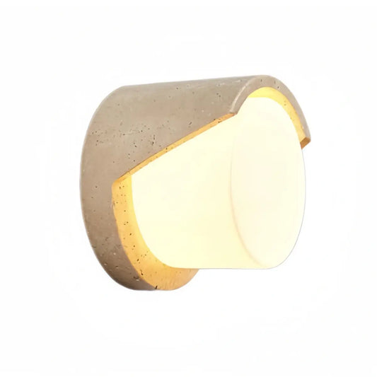 Modern Wall Lamp — Yellow Travertine & Glass White