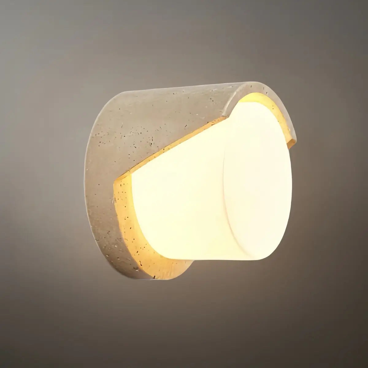 Modern Wall Lamp — Yellow Travertine & Glass White