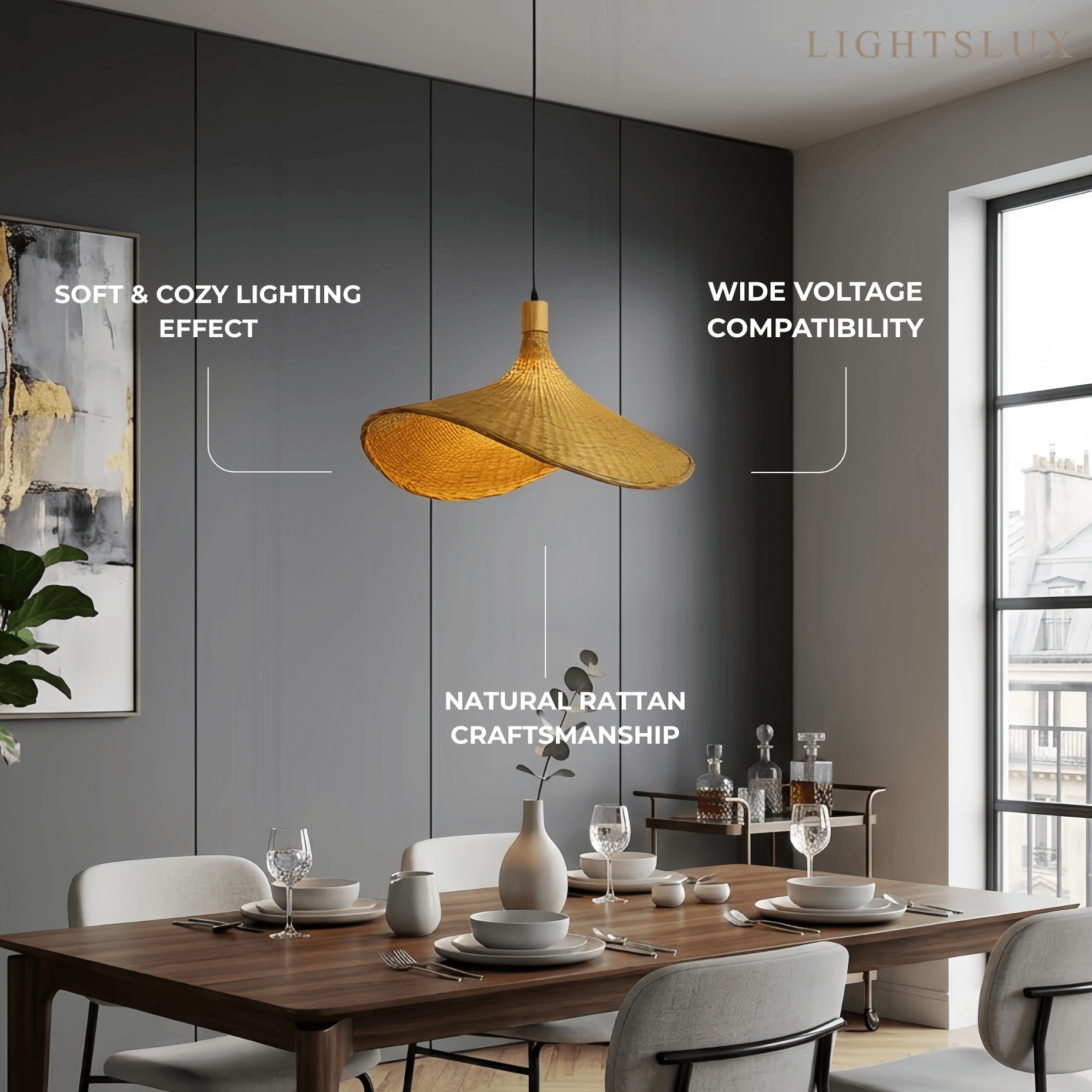 Bamburo Vintage Rattan Pendant Light