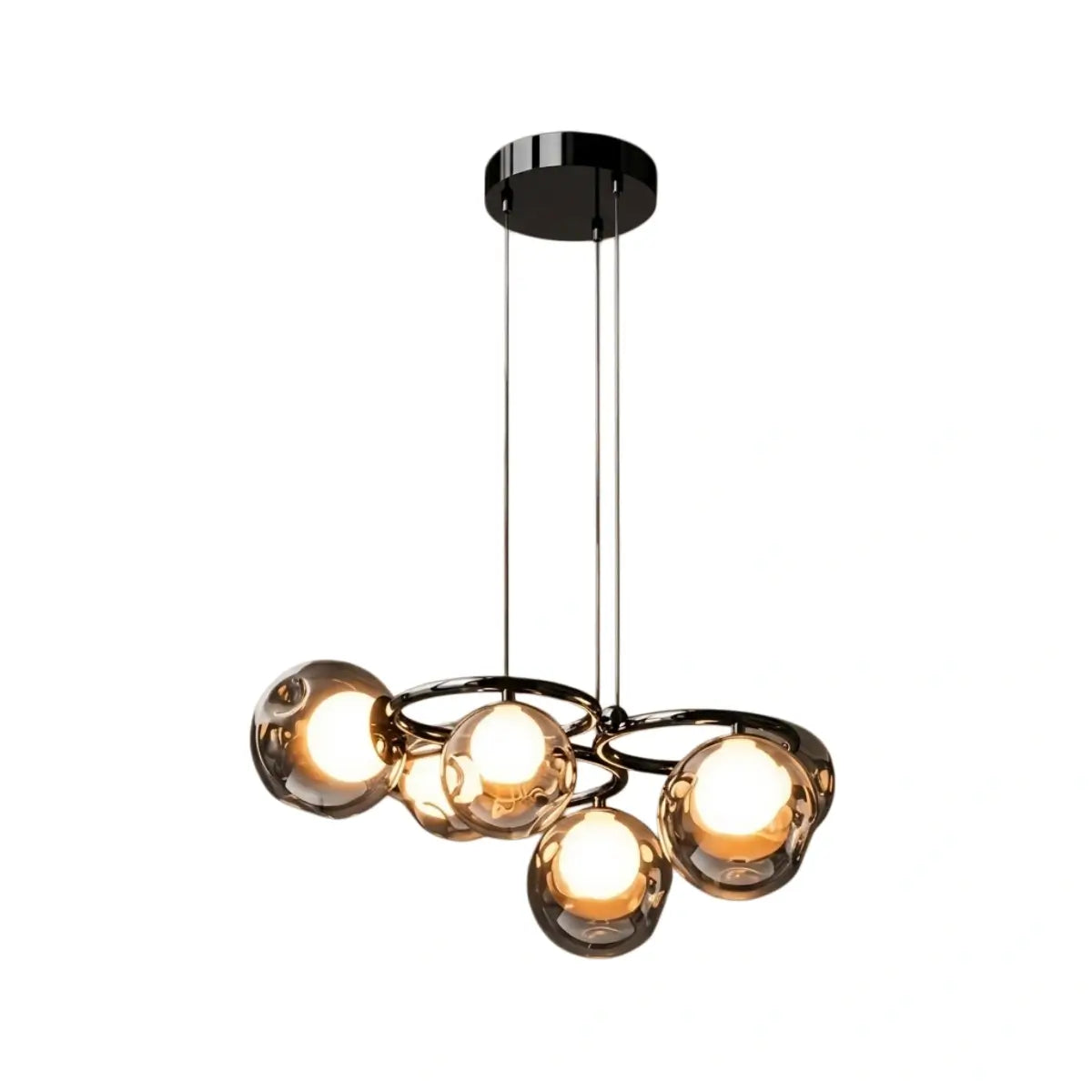 Modern  Pendant Light — Iron & Glass Black Smoke Grey