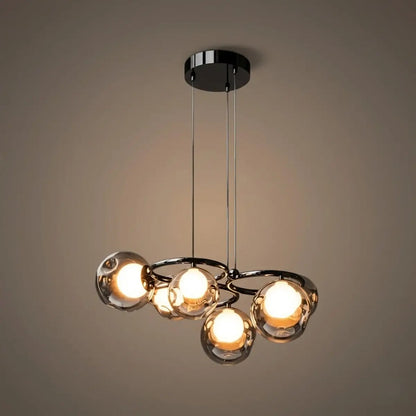 Modern  Pendant Light — Iron & Glass Black Smoke Grey