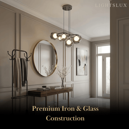 Modern  Pendant Light — Iron & Glass Black Smoke Grey