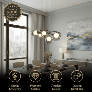 Modern  Pendant Light — Iron & Glass Black Smoke Grey