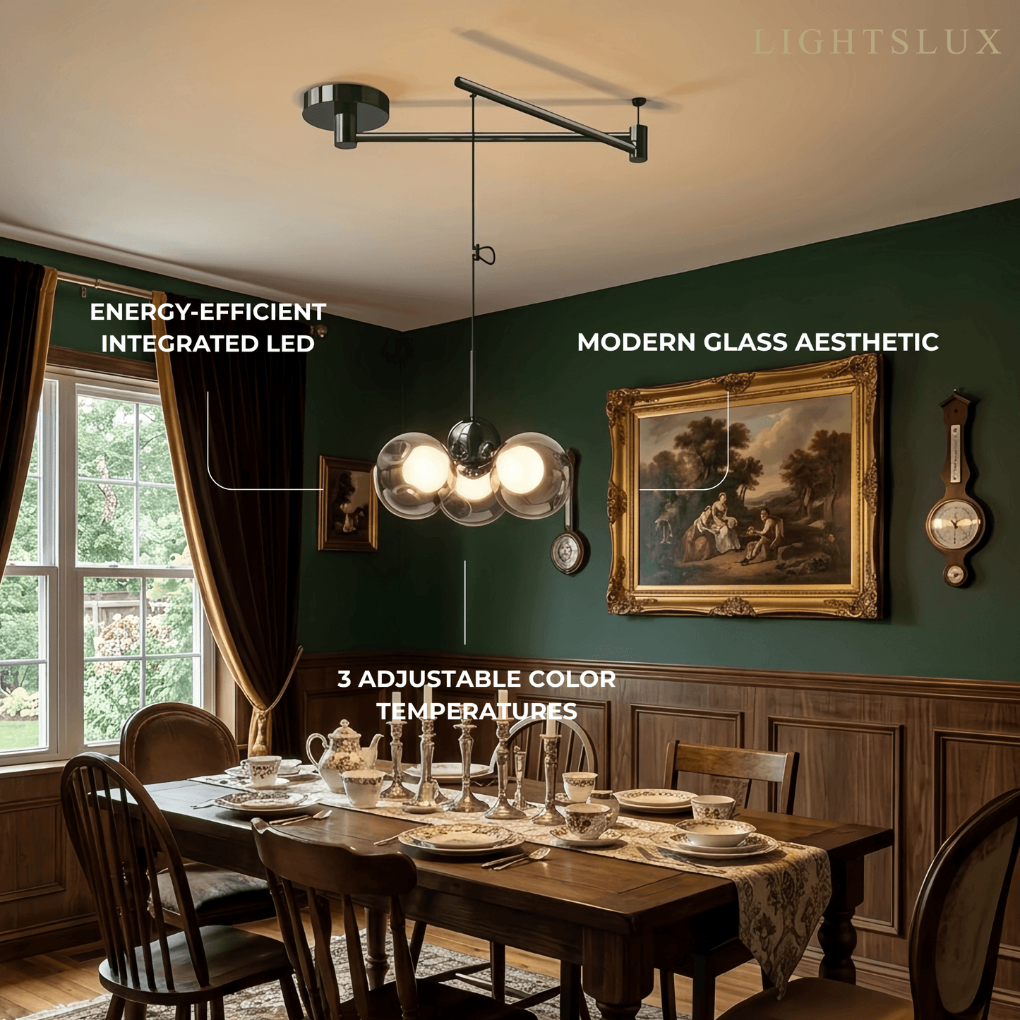 Modern Pendant Light — Carbon Steel & Glass Black Smoke Grey