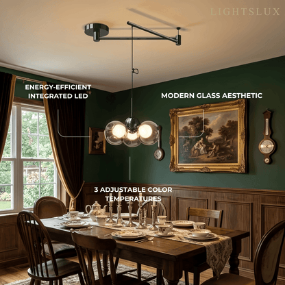 Modern Pendant Light — Carbon Steel & Glass Black Smoke Grey