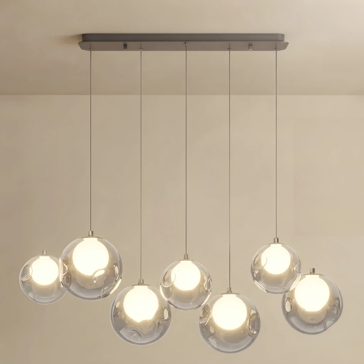 Vetro Modern Pendant Light — Stainless Steel, Iron & Glass Black Smoke Grey for Living Room