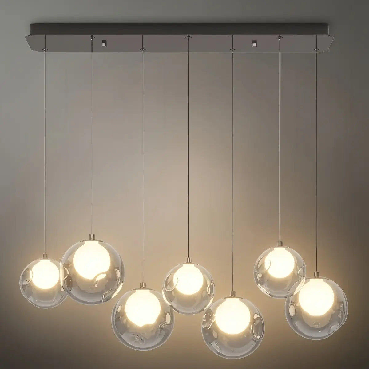 Modern Pendant Light — Stainless Steel, Iron & Glass Black Smoke Grey