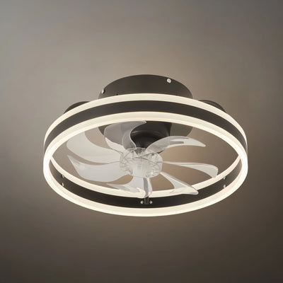 Vivara Modern Semi-Flush Ceiling Fan with Light -- Silent Black & White Iron ABS for Bedroom
