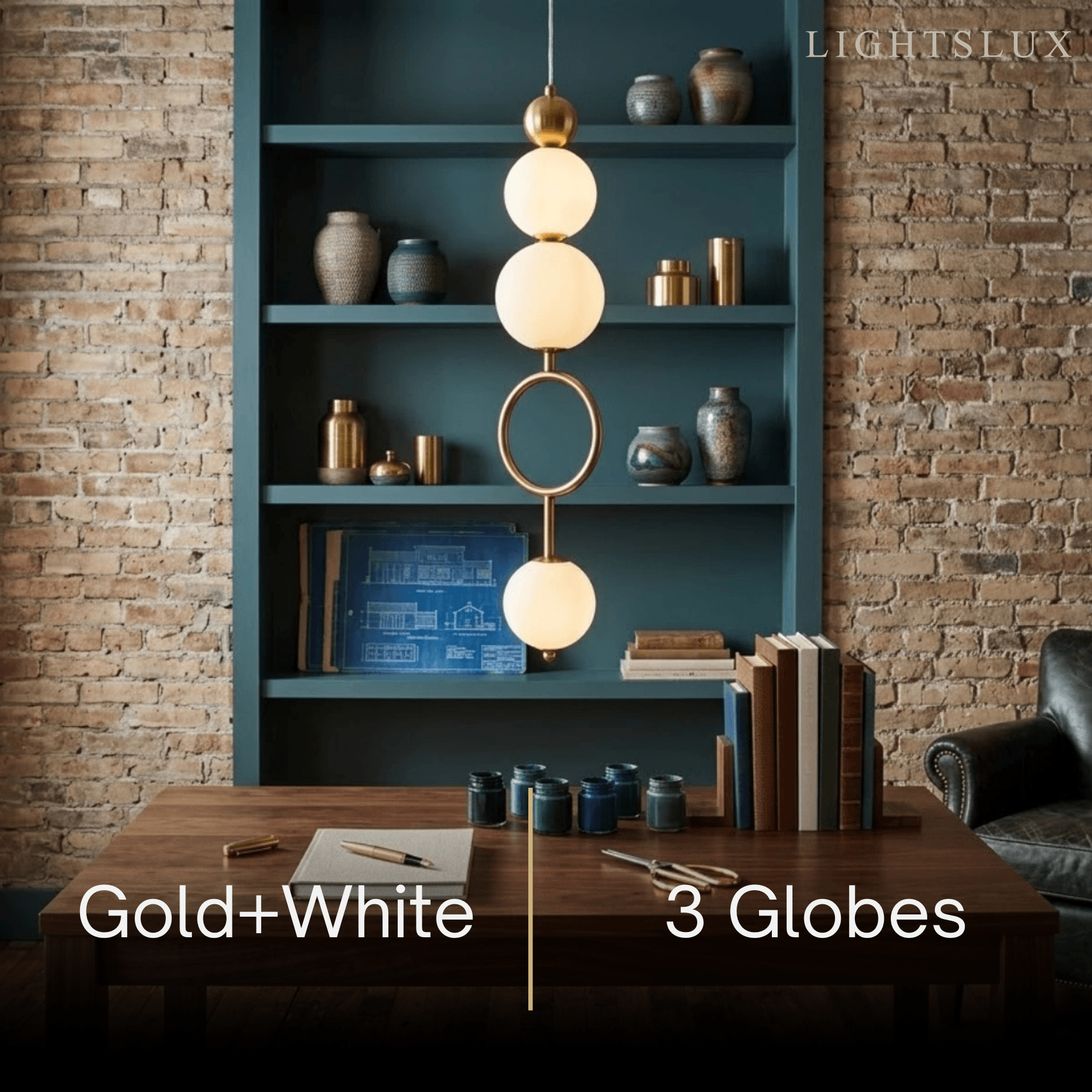 Minimalist Pendant Light — Iron & Glass Gold&White / Silver&White