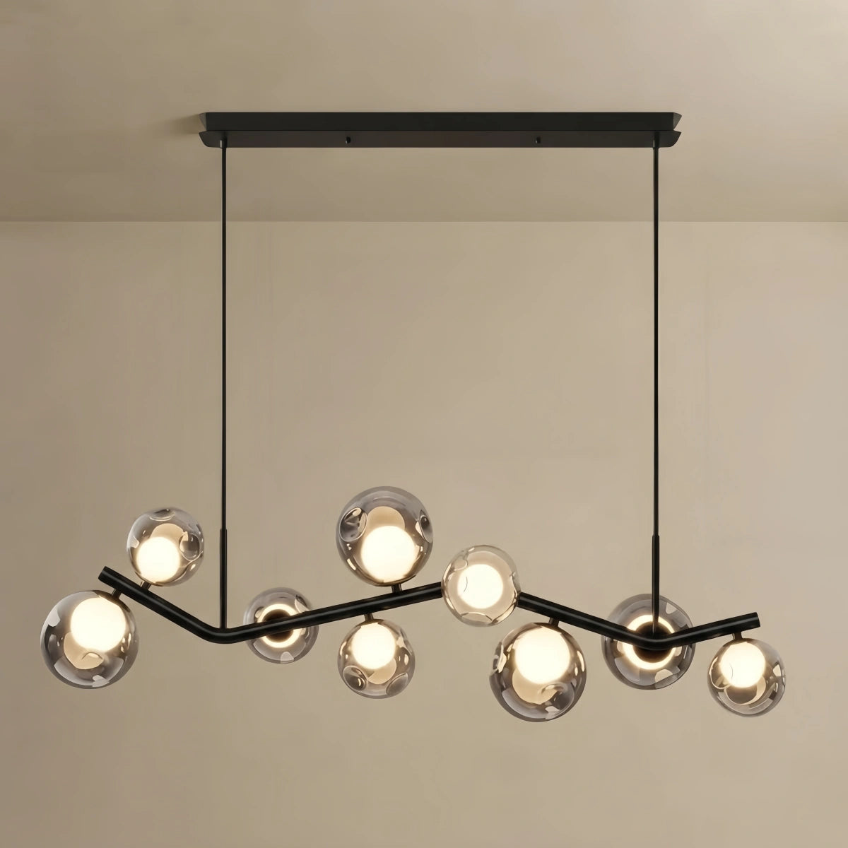 Vetro Modern Pendant Light -- Glass & Metal Smoke Grey for Dining Room