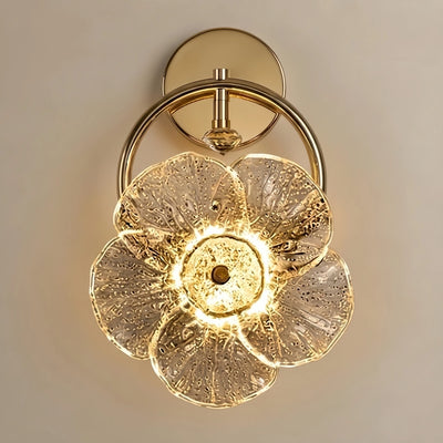 Glass Flower Wall Lamp -- Gold Metal for Bedroom/Living Room/Dining Room