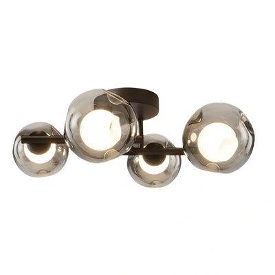 Modern Semi-Flush Mount Ceiling Light — Steel & Glass Smoke Greyc4