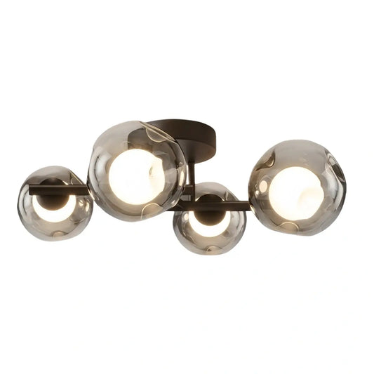 Modern Semi-Flush Mount Ceiling Light — Steel & Glass Smoke Greyc4