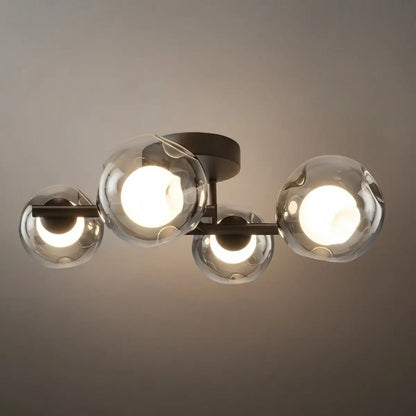 Modern Semi-Flush Mount Ceiling Light — Steel & Glass Smoke Greyc4