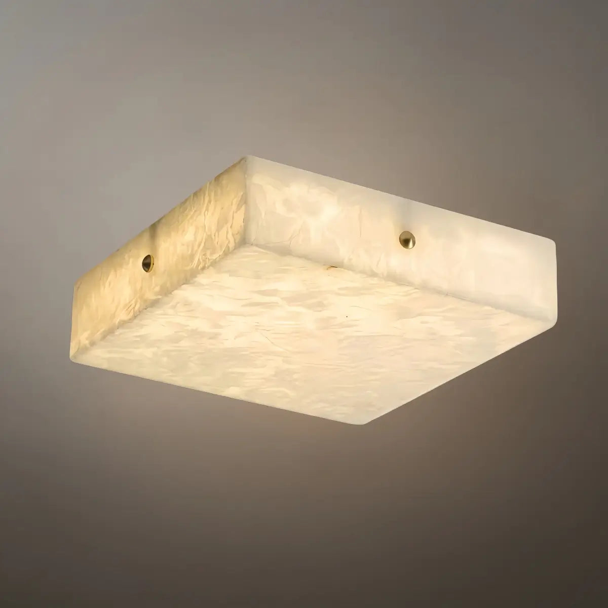 Minimalist Flush Mount Ceiling Light — Brass & Marble White