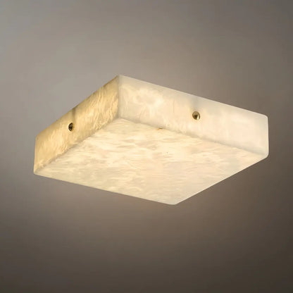 Minimalist Flush Mount Ceiling Light — Brass & Marble White