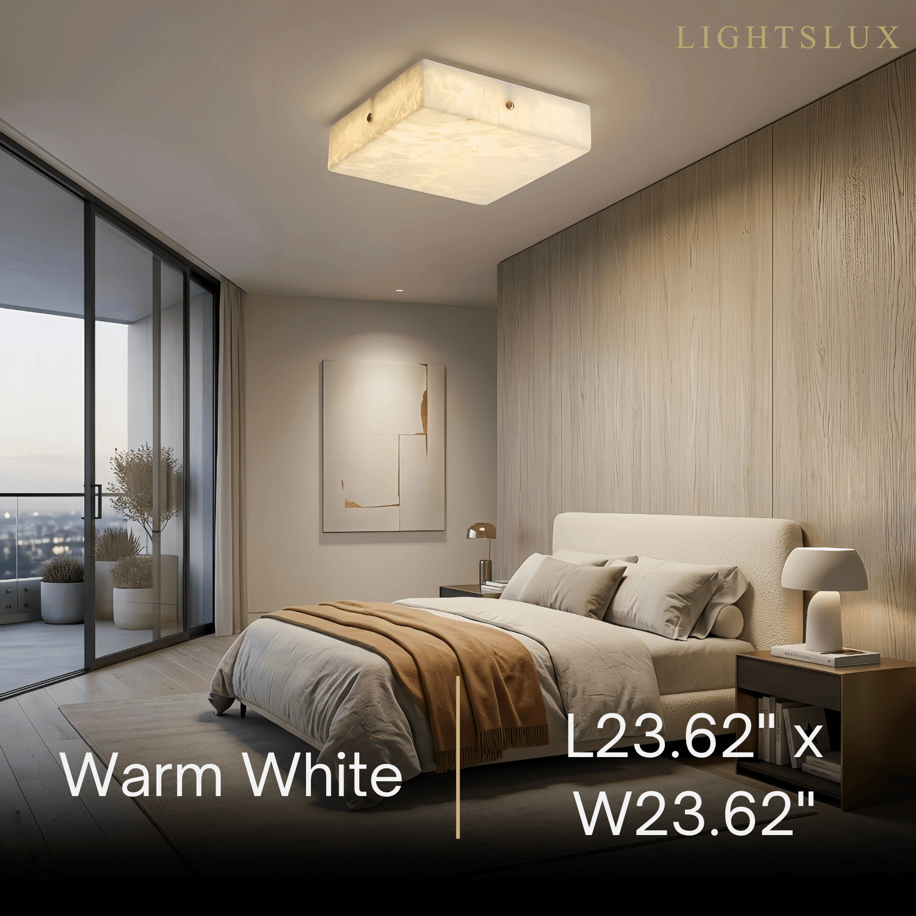 Minimalist Flush Mount Ceiling Light — Brass & Marble White