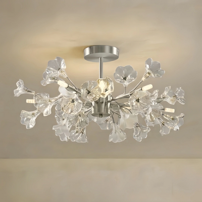 Velora Modern Branch Chandelier – Silver Copper Glass Flower for Living Room / Bedroom