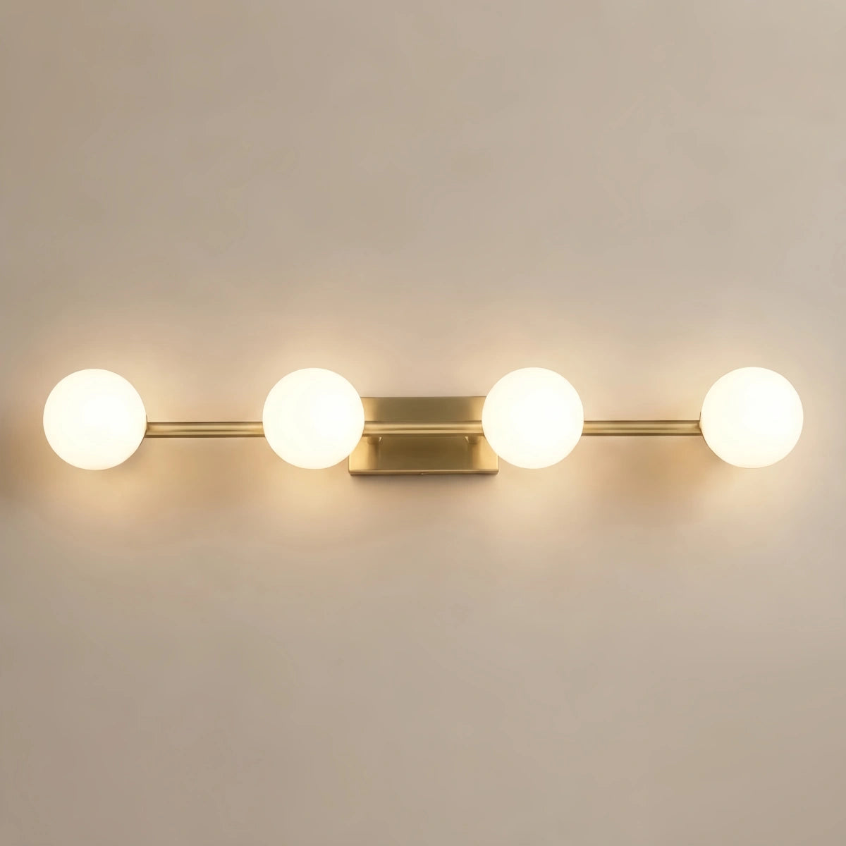 Modern Nordic Wall Lamp — Brass & Glass Milky White for Bathroom