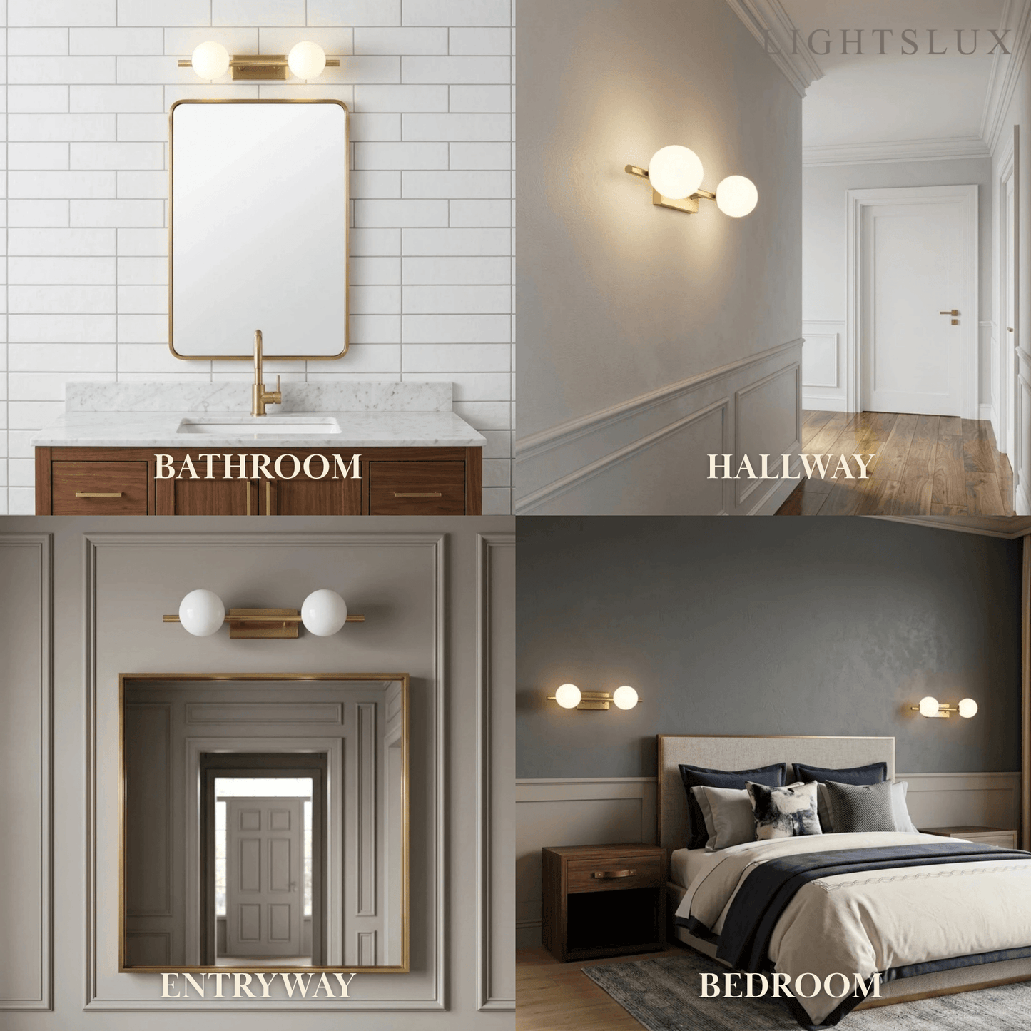Modern Nordic Wall Lamp — Brass & Glass Milky White