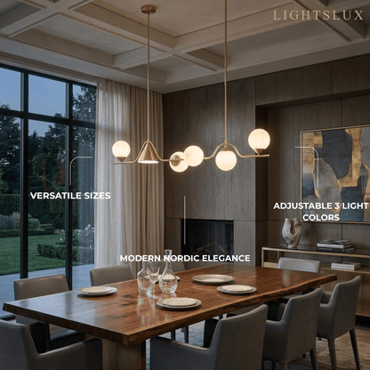 Modern Nordic Pendant Light — Brass & Glass Gold White