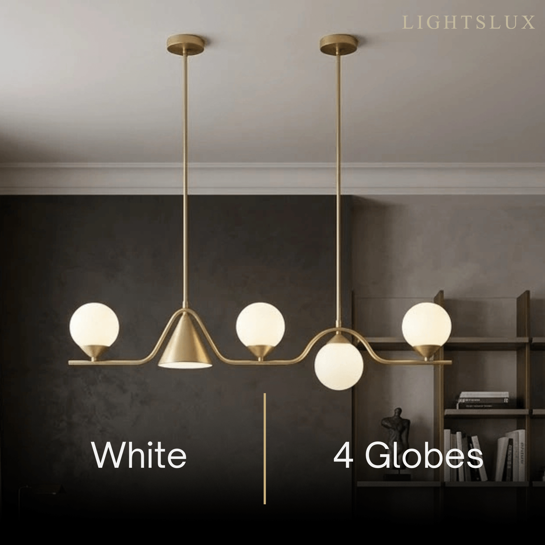 Modern Nordic Pendant Light — Brass & Glass Gold White