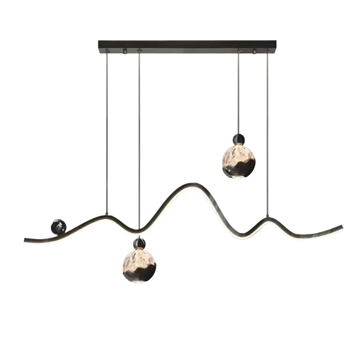 Modern Pendant Light — Iron & Aluminum Glossy Black