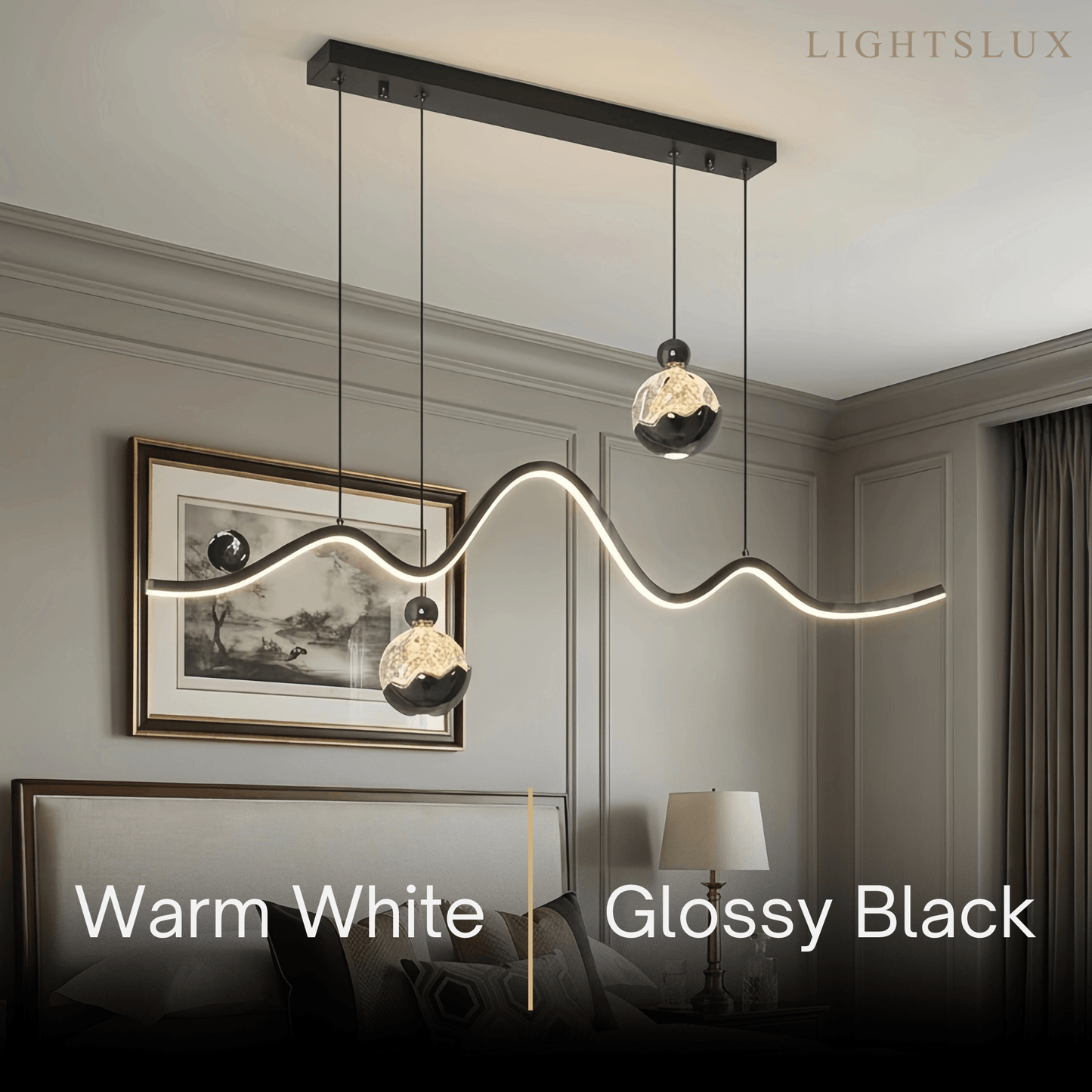 Modern Pendant Light — Iron & Aluminum Glossy Black